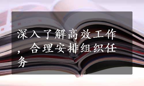 深入了解高效工作，合理安排组织任务