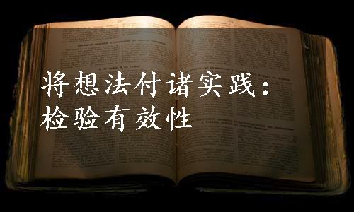 将想法付诸实践：检验有效性