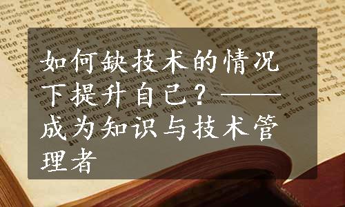 如何缺技术的情况下提升自己？——成为知识与技术管理者