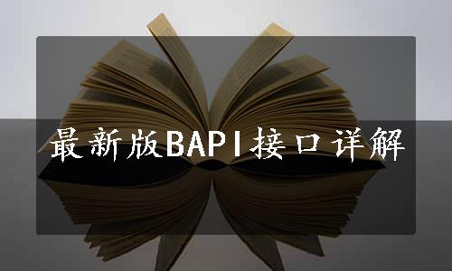 最新版BAPI接口详解