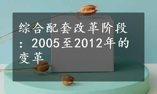 综合配套改革阶段：2005至2012年的变革