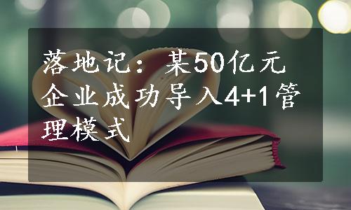 落地记：某50亿元企业成功导入4+1管理模式