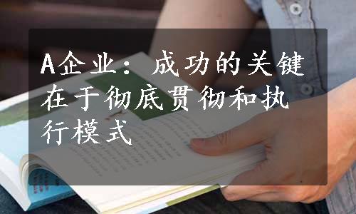 A企业：成功的关键在于彻底贯彻和执行模式