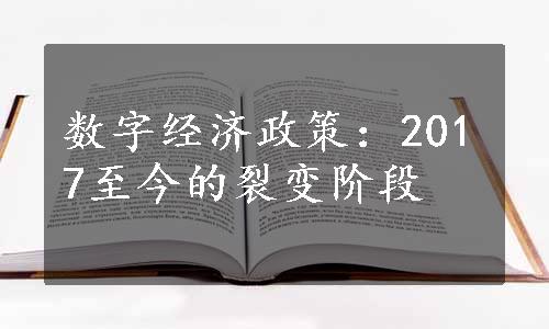 数字经济政策：2017至今的裂变阶段