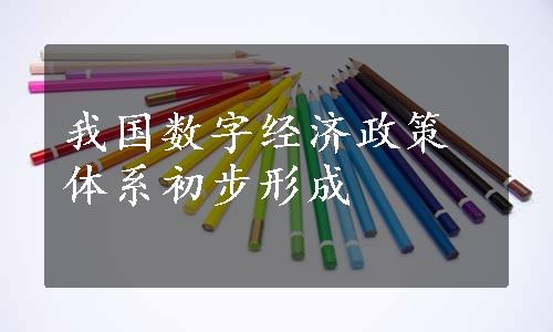 我国数字经济政策体系初步形成