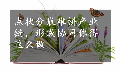 点状分散难拼产业链，形成协同你得这么做