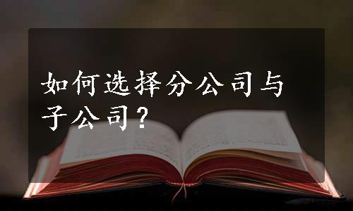 如何选择分公司与子公司？