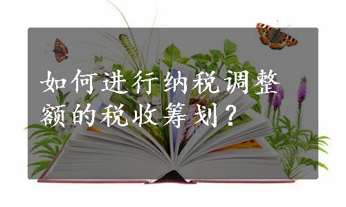 如何进行纳税调整额的税收筹划？