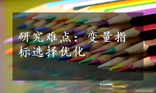 研究难点：变量指标选择优化