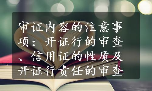 审证内容的注意事项：开证行的审查、信用证的性质及开证行责任的审查