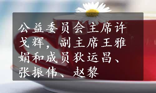 公益委员会主席许戈辉，副主席王雅娟和成员狄运昌、张振伟、赵黎