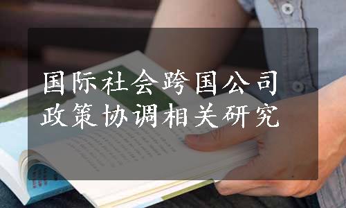 国际社会跨国公司政策协调相关研究