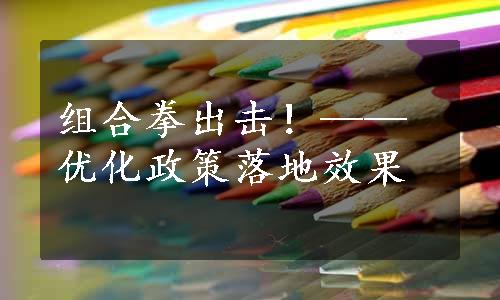 组合拳出击！——优化政策落地效果