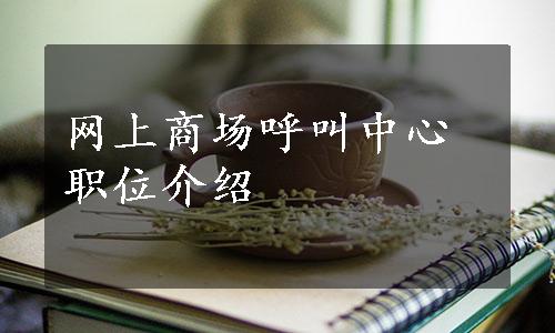 网上商场呼叫中心职位介绍