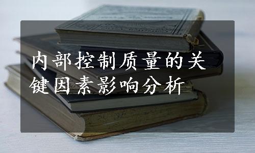 内部控制质量的关键因素影响分析