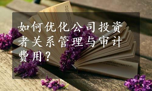 如何优化公司投资者关系管理与审计费用？