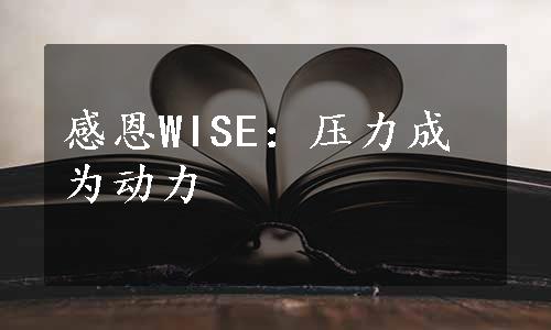 感恩WISE：压力成为动力