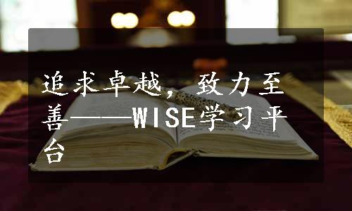 追求卓越，致力至善——WISE学习平台