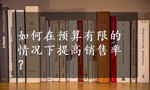 如何在预算有限的情况下提高销售率？