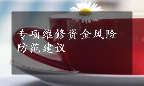 专项维修资金风险防范建议