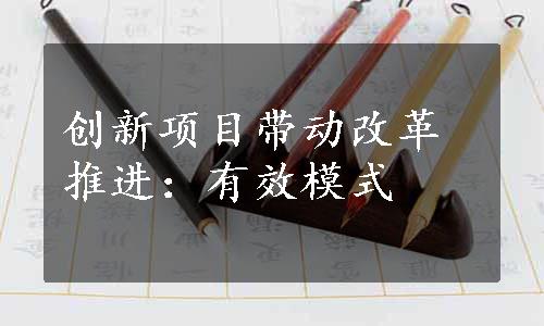 创新项目带动改革推进：有效模式