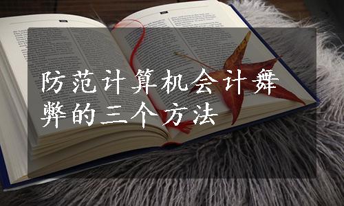 防范计算机会计舞弊的三个方法