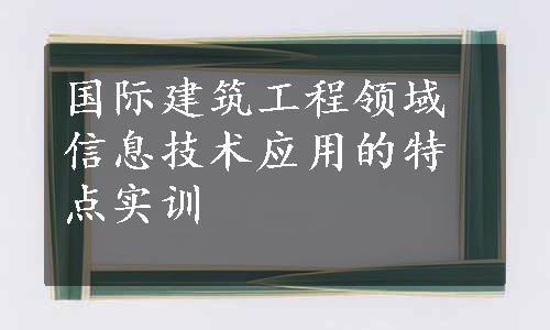 国际建筑工程领域信息技术应用的特点实训