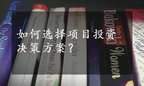 如何选择项目投资决策方案？