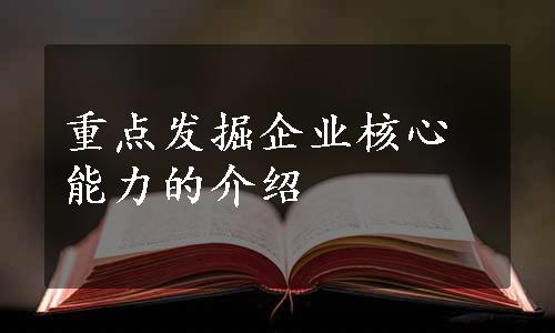 重点发掘企业核心能力的介绍