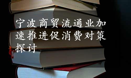 宁波商贸流通业加速推进促消费对策探讨