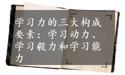 学习力的三大构成要素：学习动力、学习毅力和学习能力