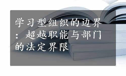 学习型组织的边界：超越职能与部门的法定界限