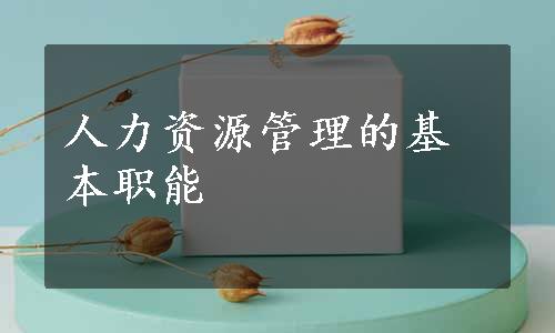 人力资源管理的基本职能