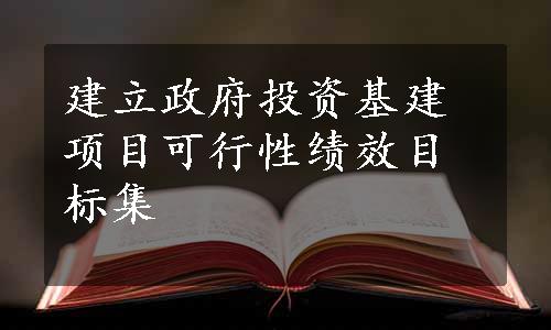 建立政府投资基建项目可行性绩效目标集