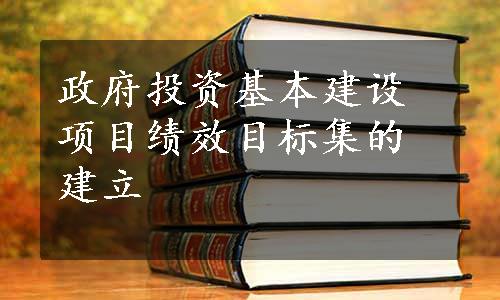 政府投资基本建设项目绩效目标集的建立