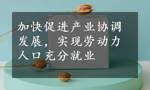 加快促进产业协调发展，实现劳动力人口充分就业