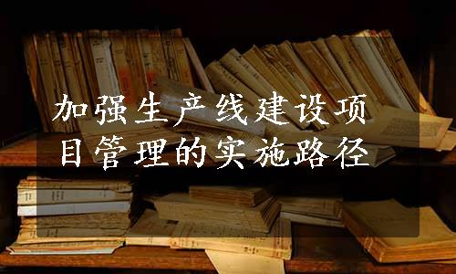 加强生产线建设项目管理的实施路径