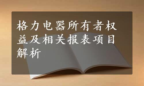 格力电器所有者权益及相关报表项目解析