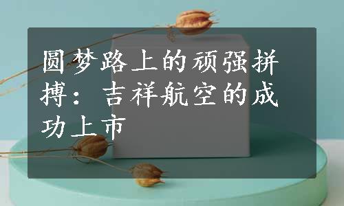 圆梦路上的顽强拼搏：吉祥航空的成功上市