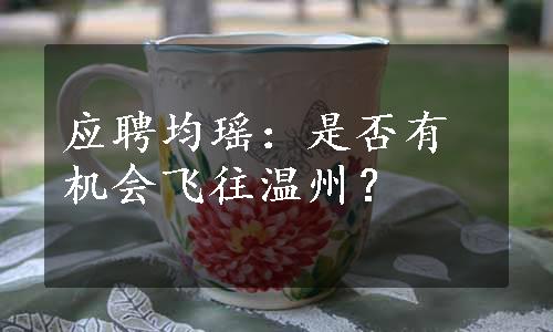 应聘均瑶：是否有机会飞往温州？