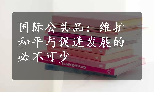 国际公共品：维护和平与促进发展的必不可少