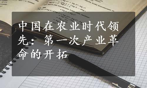 中国在农业时代领先：第一次产业革命的开拓