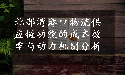 北部湾港口物流供应链功能的成本效率与动力机制分析