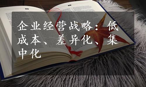 企业经营战略：低成本、差异化、集中化