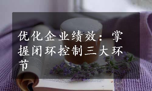 优化企业绩效：掌握闭环控制三大环节