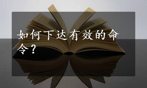 如何下达有效的命令？