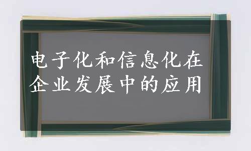 电子化和信息化在企业发展中的应用