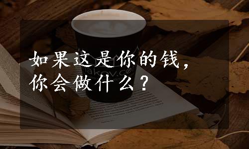 如果这是你的钱，你会做什么？