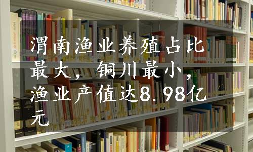 渭南渔业养殖占比最大，铜川最小，渔业产值达8.98亿元