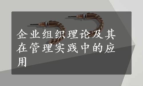 企业组织理论及其在管理实践中的应用